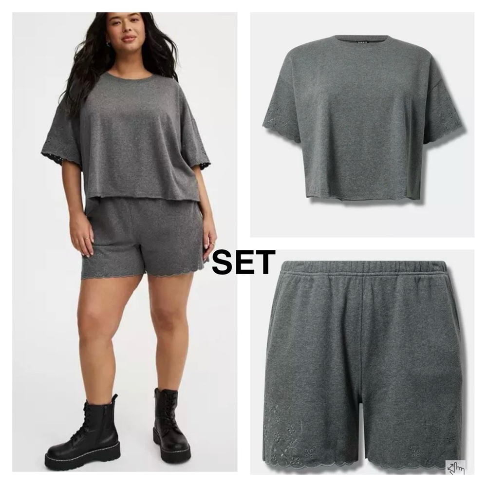 Torrid Drop-Shoulder Crew Tee & Pull-On High-Rise Short SET (14/16) | 1 1X